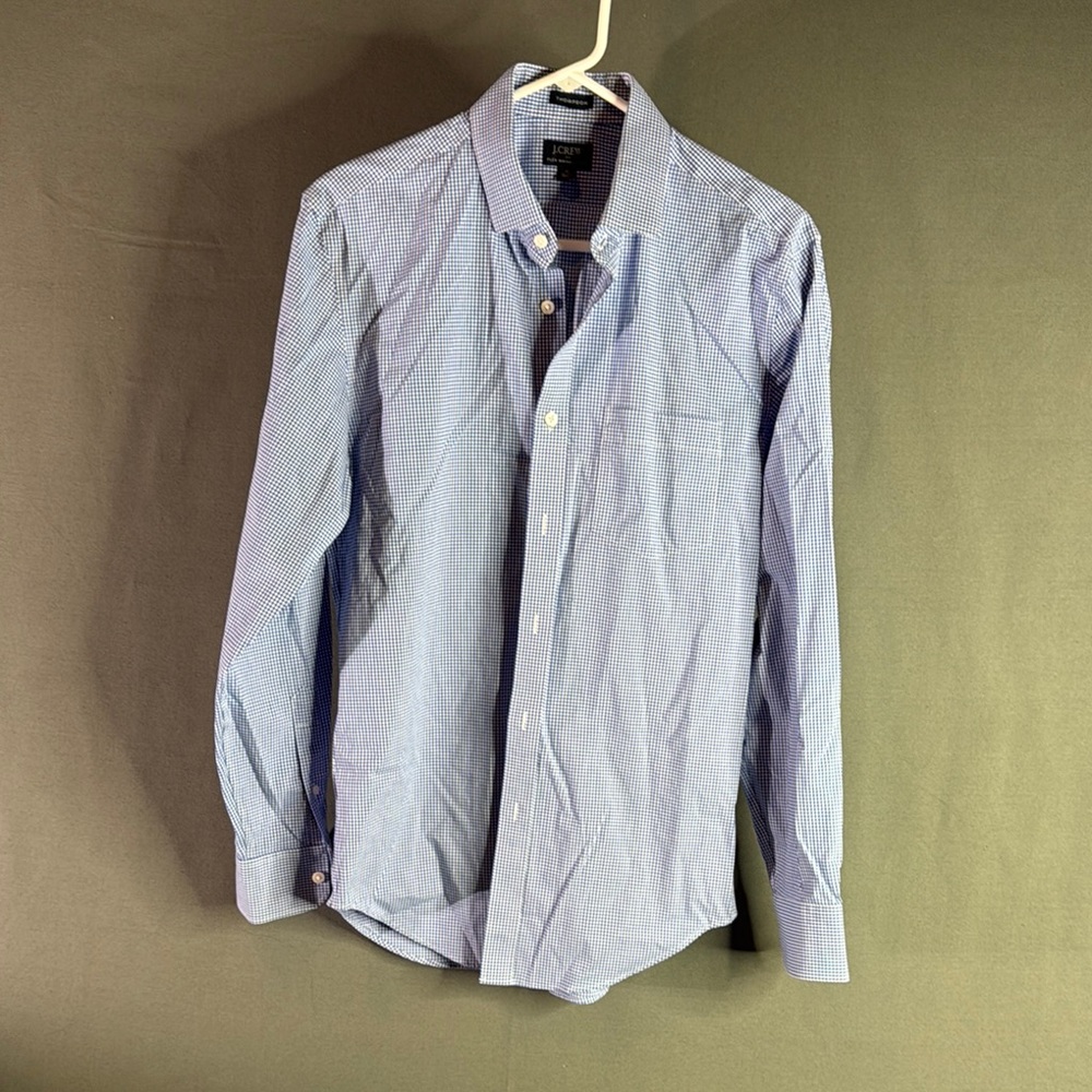 J.Crew Men's Blue Checkered Shirt size medium button-down